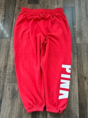 Victoria's Secret PINK Size XL Red Campus Style Sweatpants PINK Logo